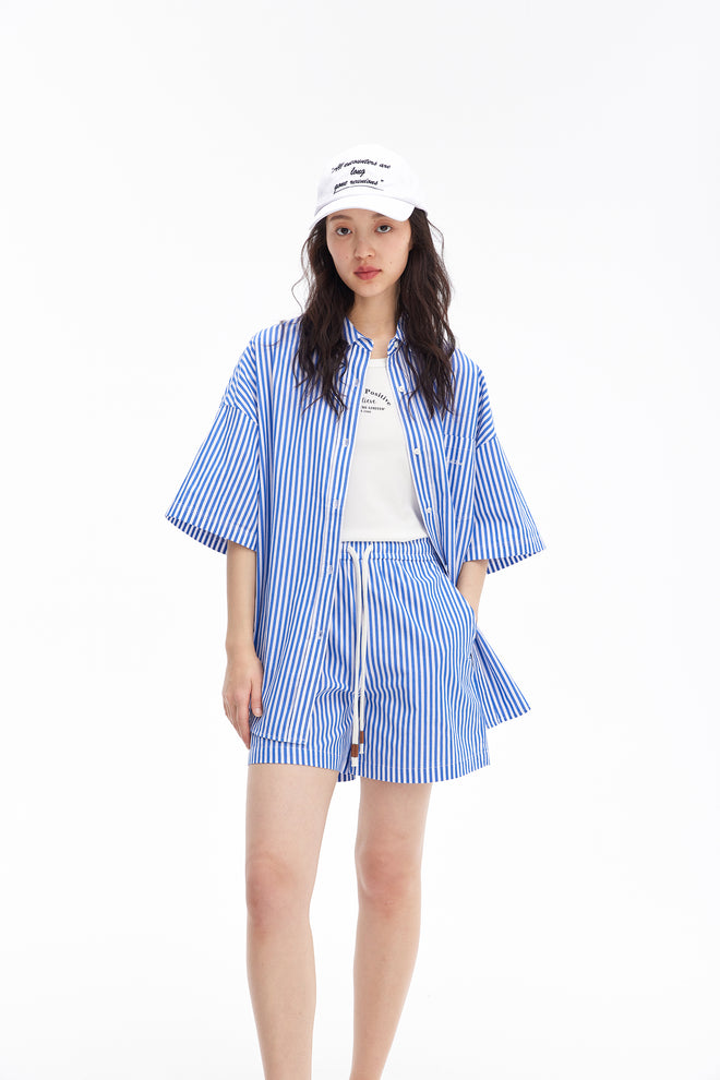 Casual Striped Shirt Jacket
