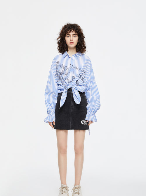 Americana Washed Denim Half Skirt