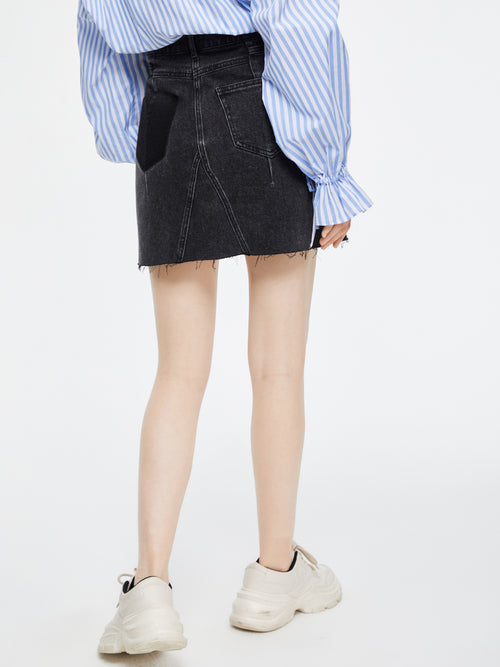 Americana Washed Denim Half Skirt