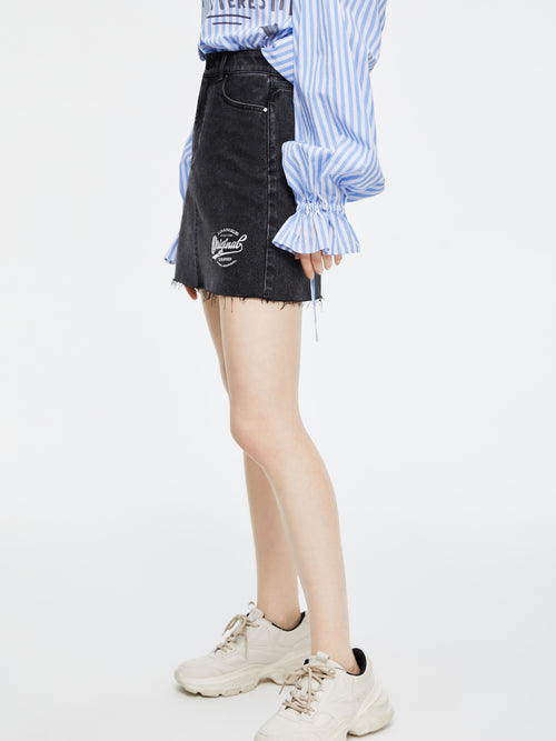 Americana Washed Denim Half Skirt