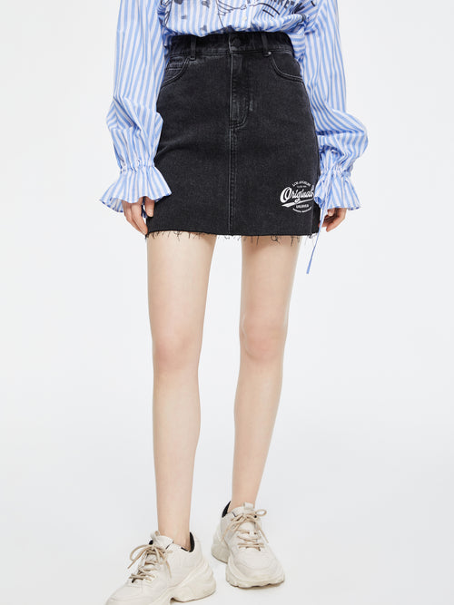 Americana Washed Denim Half Skirt