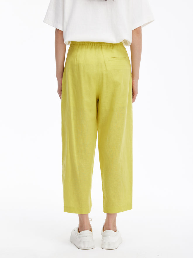 Casual Linen Pleated Carrot Pants