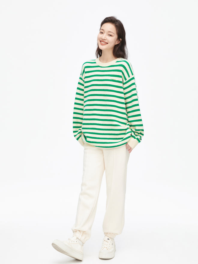 Pull rayé vert frais