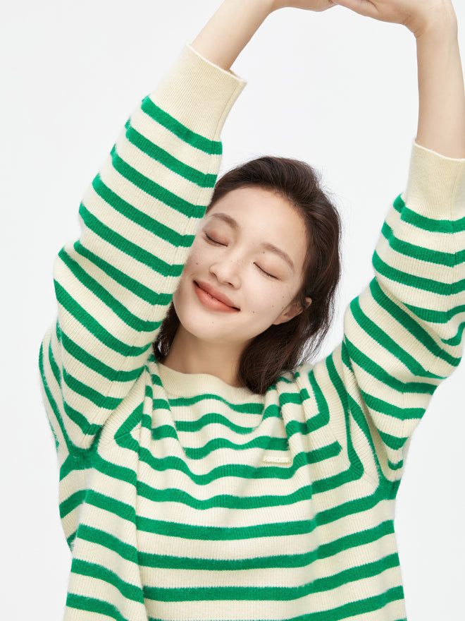 Pull rayé vert frais
