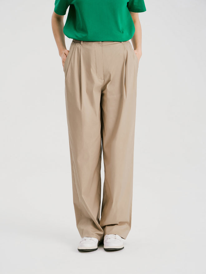 Simple Casual Wide Leg Pants-Khaki
