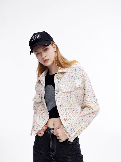 Cropped Tweed Trucker Jacket - Urlazh New York