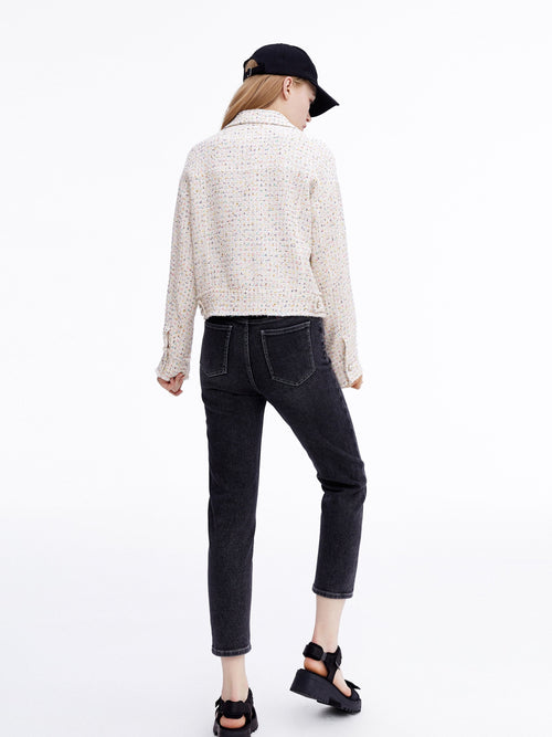 Cropped Tweed Trucker Jacket - Urlazh New York