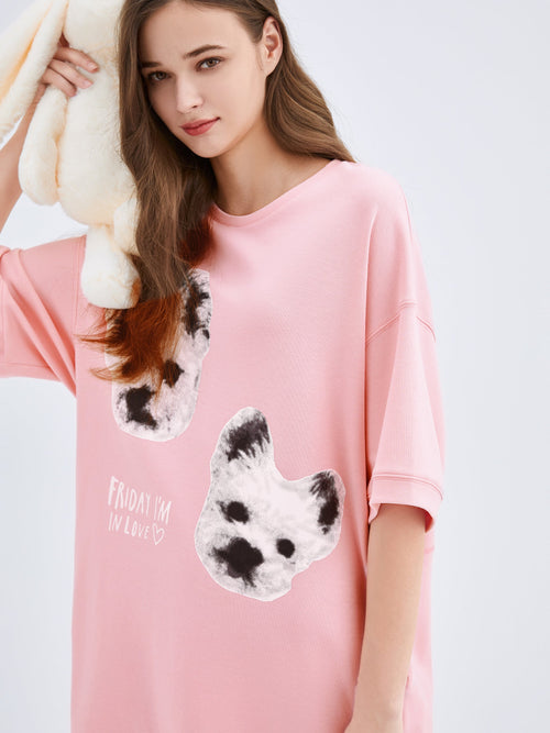 Puppies Printed T-shirt Dress - Urlazh New York