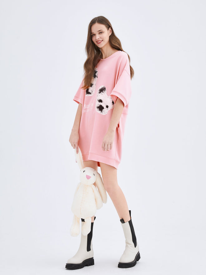 Puppies Printed T-shirt Dress - Urlazh New York