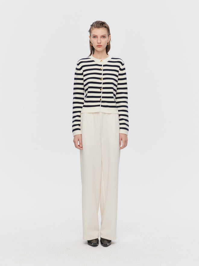 French Striped Classic Cardigan
