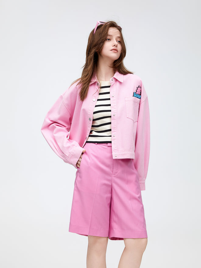 Veste en jean rose bonbon