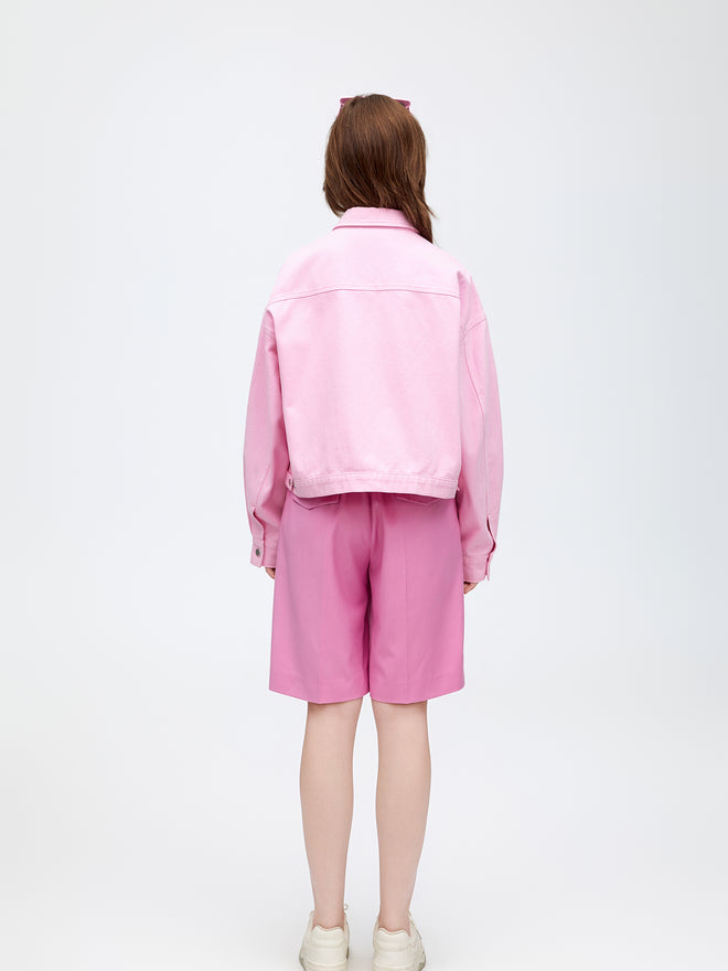 Veste en jean rose bonbon