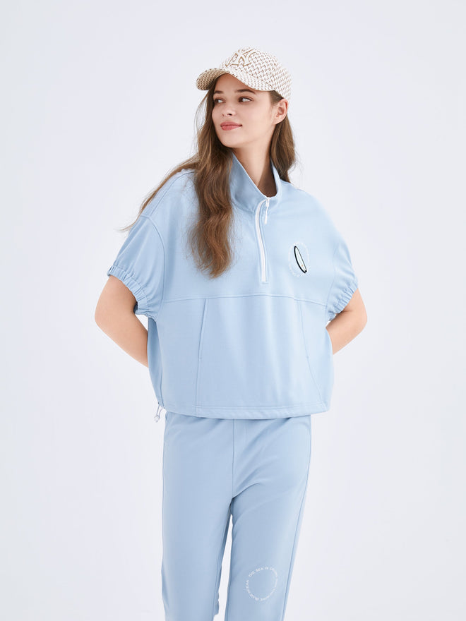 Baby Blue Zipped Sweatshirt - Urlazh New York
