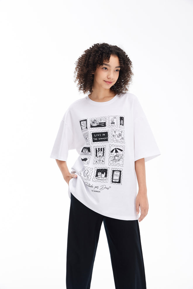 T-shirt avec illustration de timbre