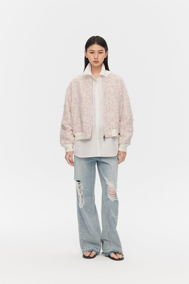 Veste de baseball élégante en jacquard