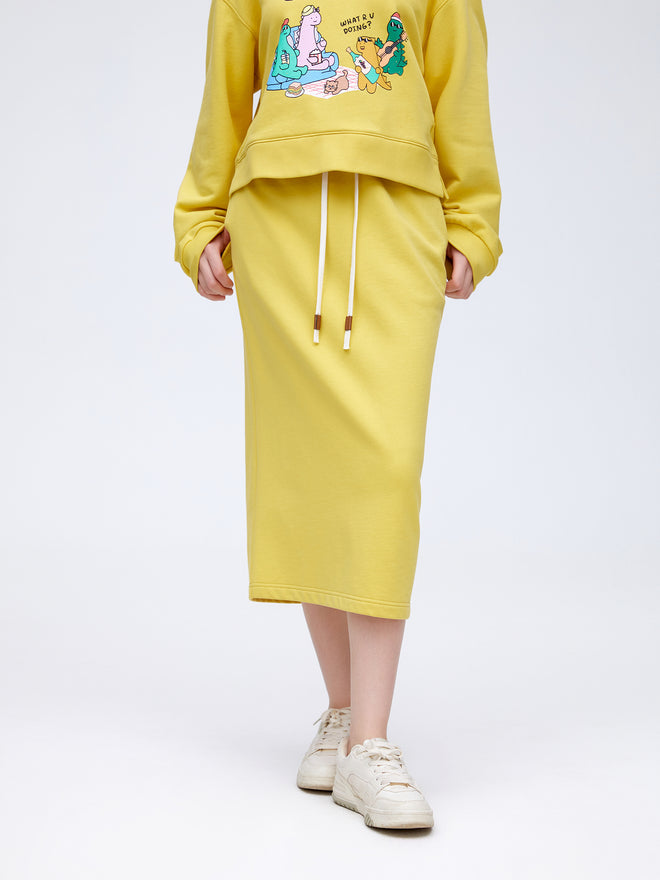 Ensemble sweat-shirt jaune kiwi-jupe