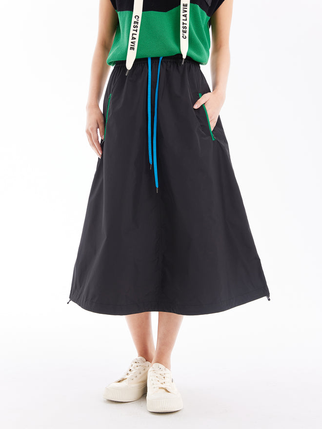 Black Nylon Half Skirt