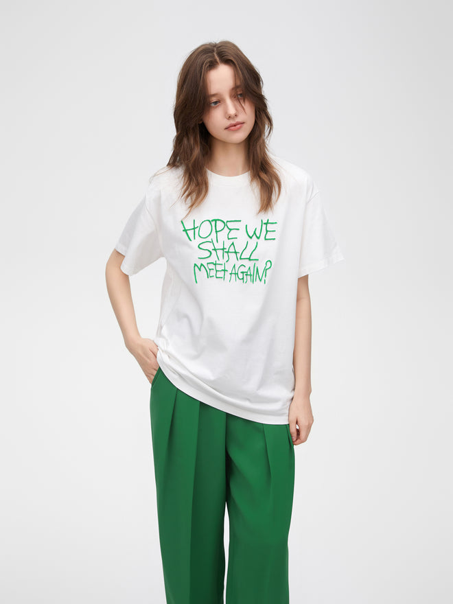 T-shirt blanc à slogan POP