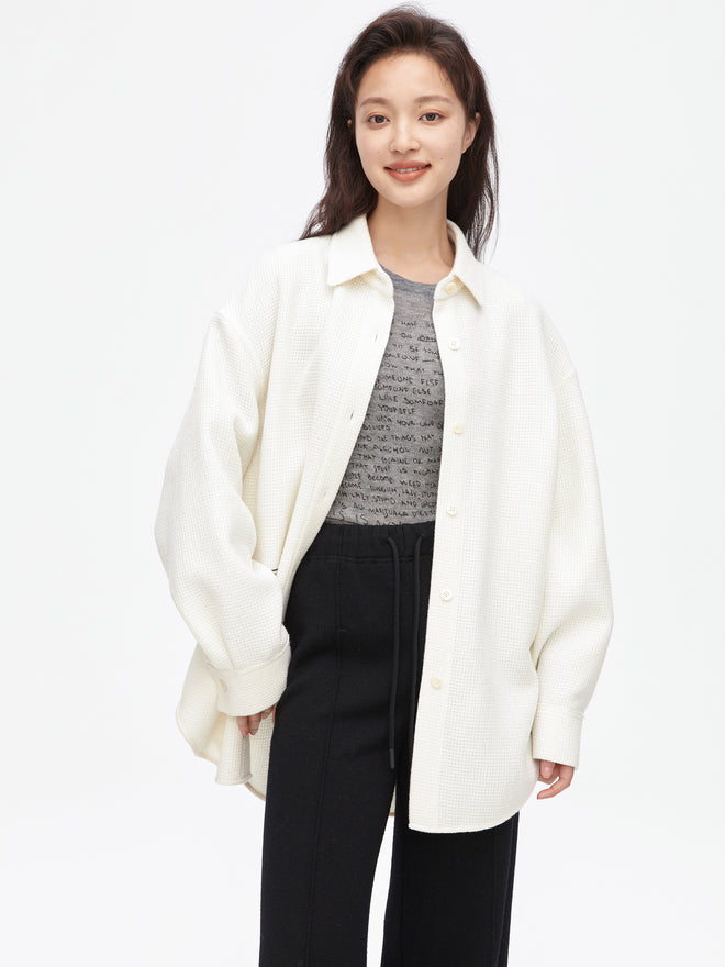 Chemise en laine à gâteau gaufré