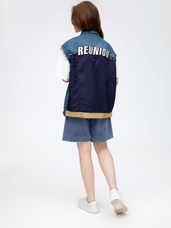 Patchwork Denim Vest