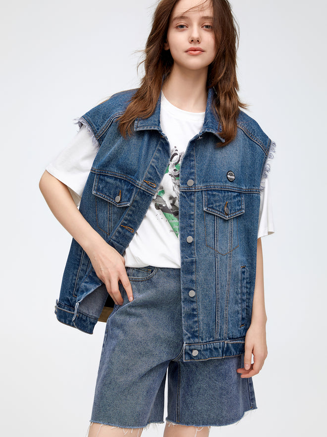 Patchwork Denim Vest