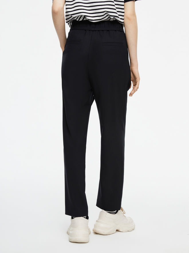 Wool Tie Waist Carrot Pants