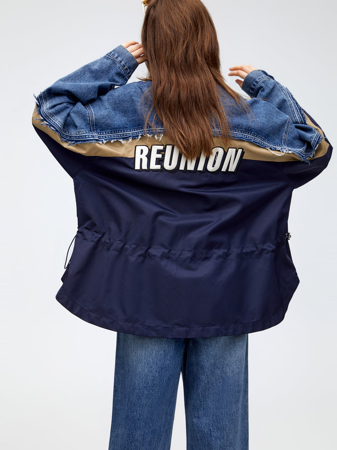 Veste en jean de rue patchwork
