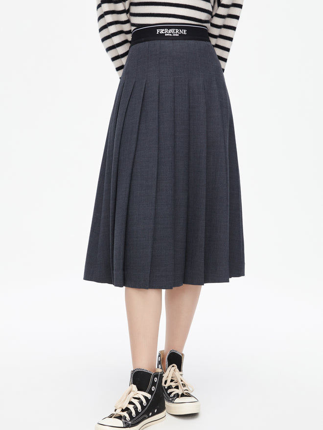 Elastic Waist Pleated Skirt