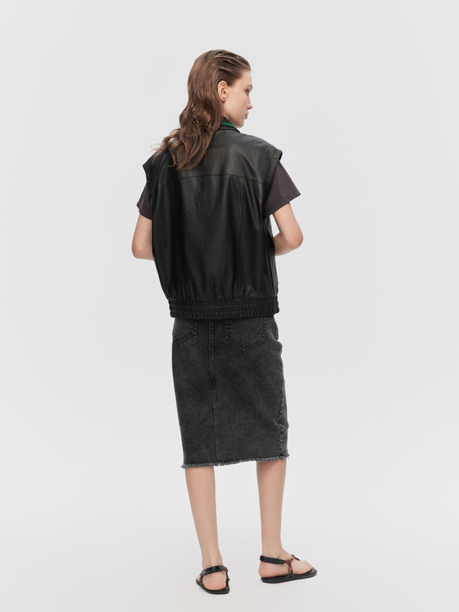 Gilet en similicuir deux pièces