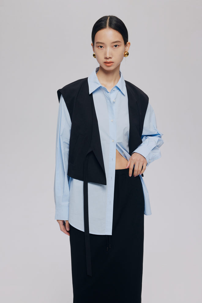False Two Piece Tops-(The accessory shawl needs to be purchased with the top and is not sold separately for delivery.