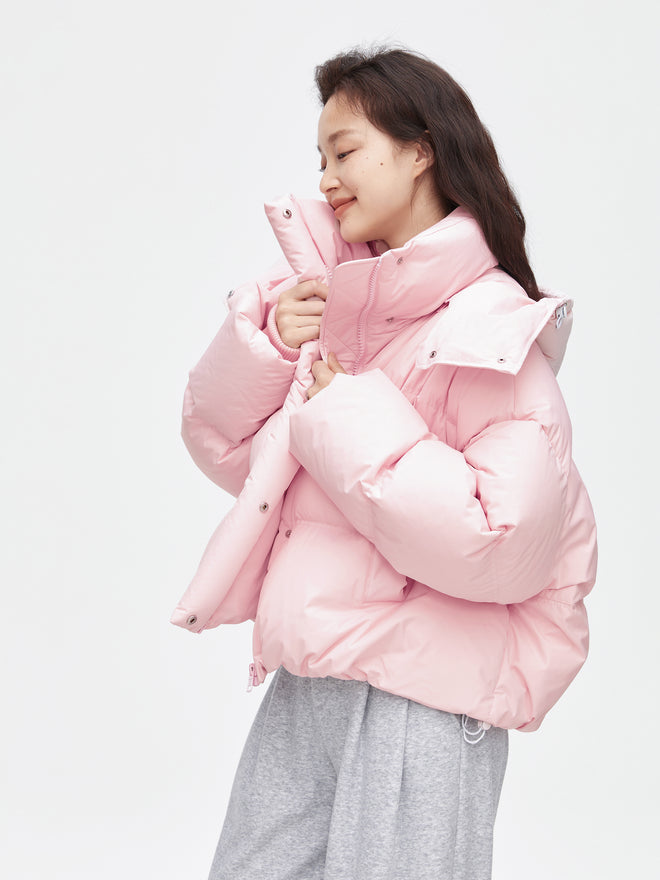 Cream Pink Silhouette Down Jacket