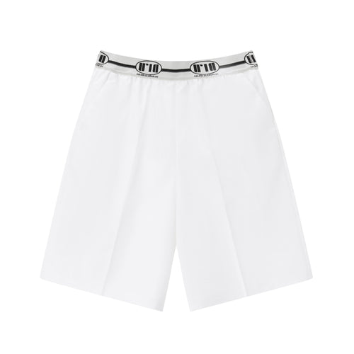 White Monogrammed Elasticized Chino Pants