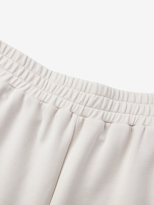 Beige Piped Gym Shorts