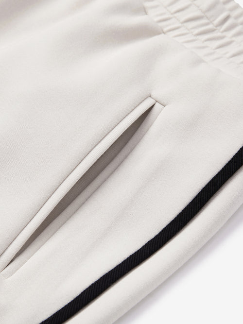 Beige Piped Gym Shorts