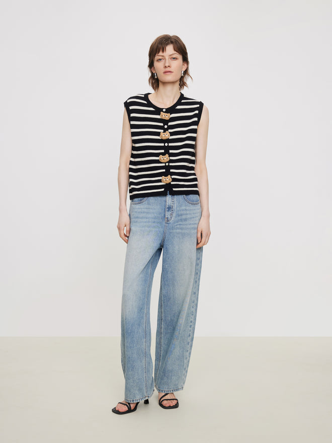 Cat Head Striped Vest