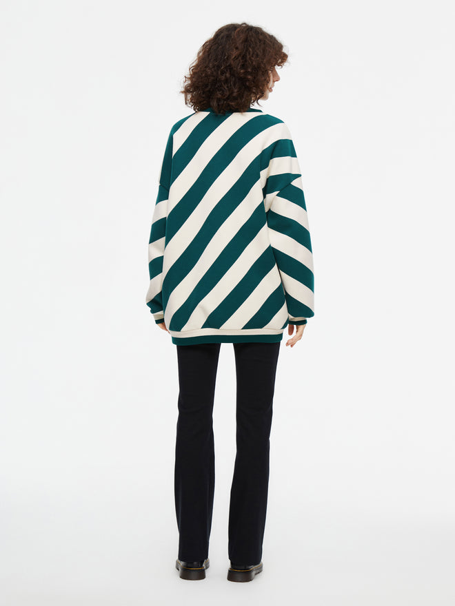 Sweat-shirt rayé vert foncé