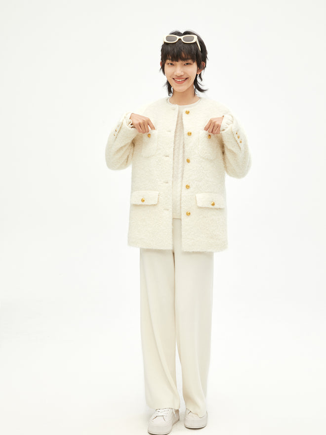 Manteau en laine chambray