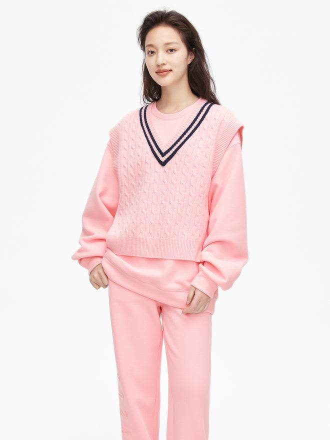 Cure Pink Fake Two Piece Sweatshirt