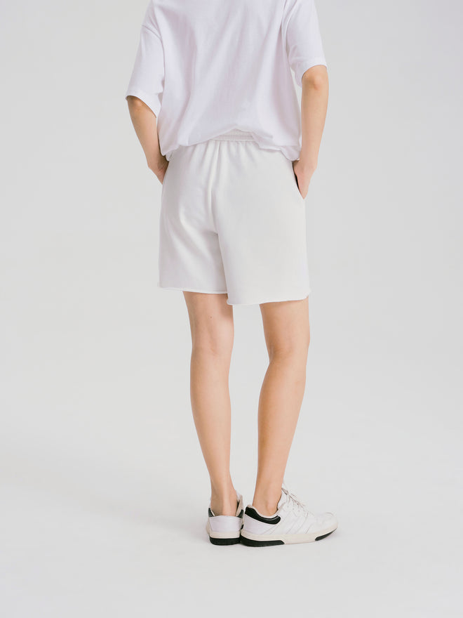 Casual Shorts With Rolled Hem-White