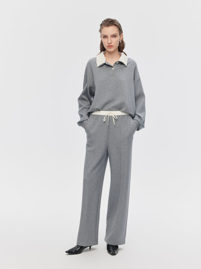 Ensemble polo et sweat-shirt à blocs de couleurs et perles