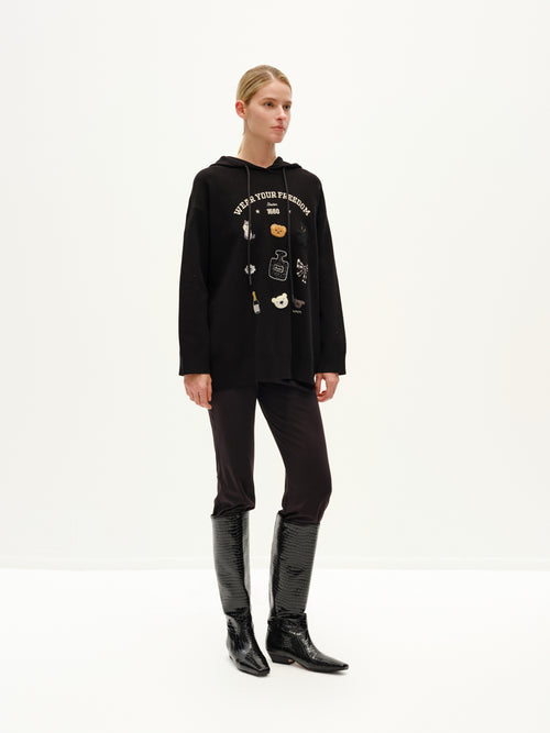 Hooded Sweater with Fun Embroidery