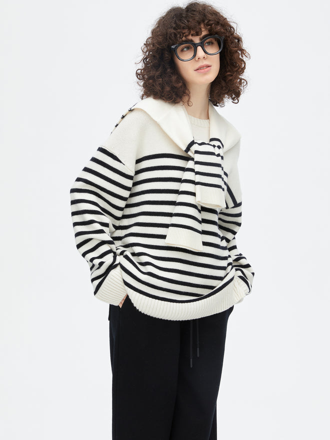 Pull rayé à silhouette classique