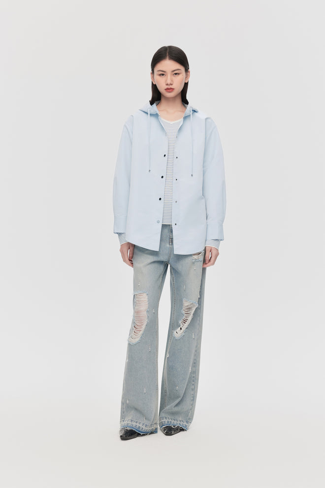 Manteau chemise à capuche