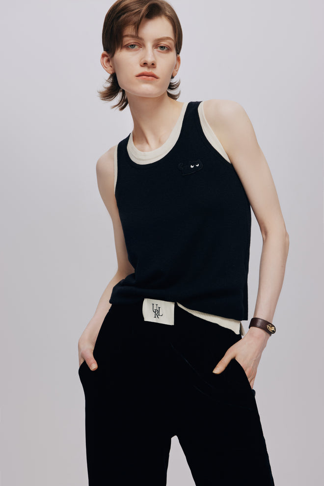 False Two Piece Slim Fit Woolen Vest