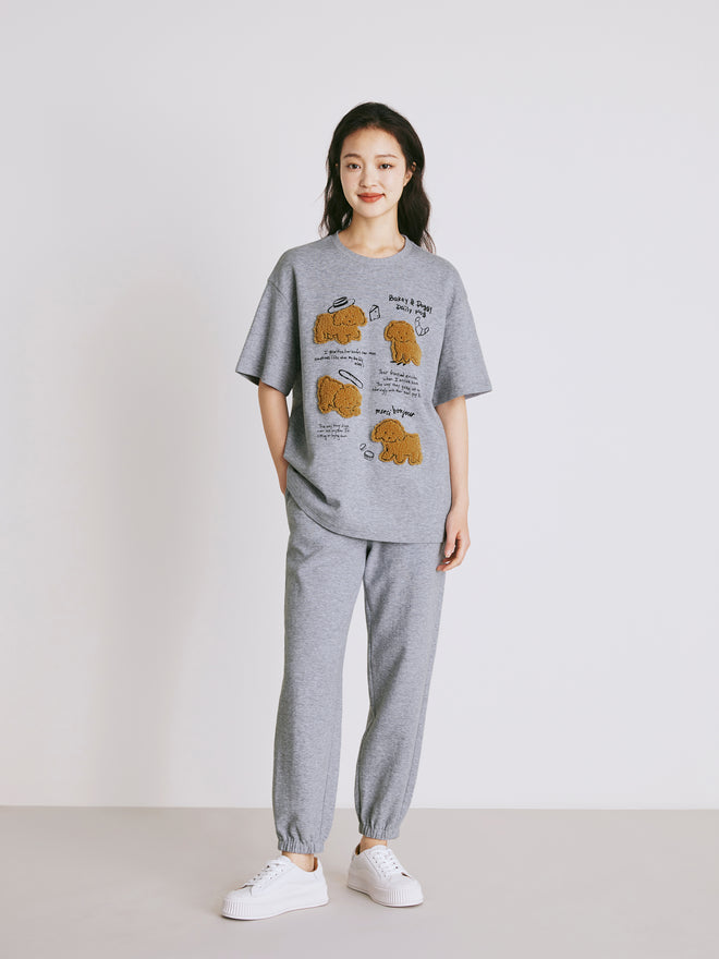 Doggy Flower Gray Tee