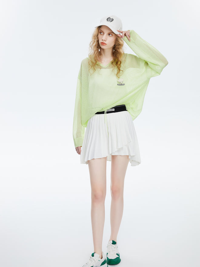 Pull en maille vert clair