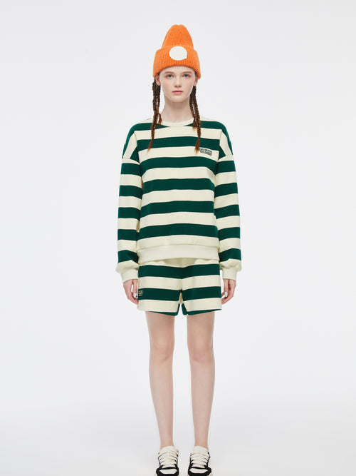 Sweat-shirt rayé vert foncé