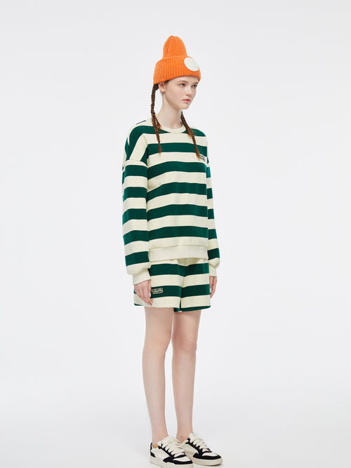 Sweat-shirt rayé vert foncé