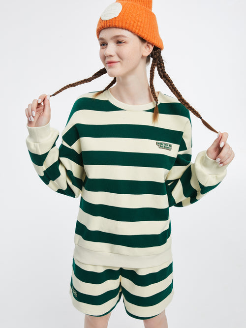 Sweat-shirt rayé vert foncé