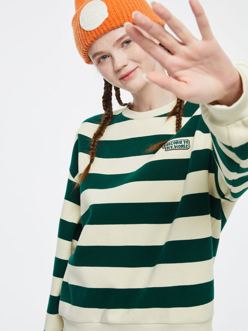 Sweat-shirt rayé vert foncé